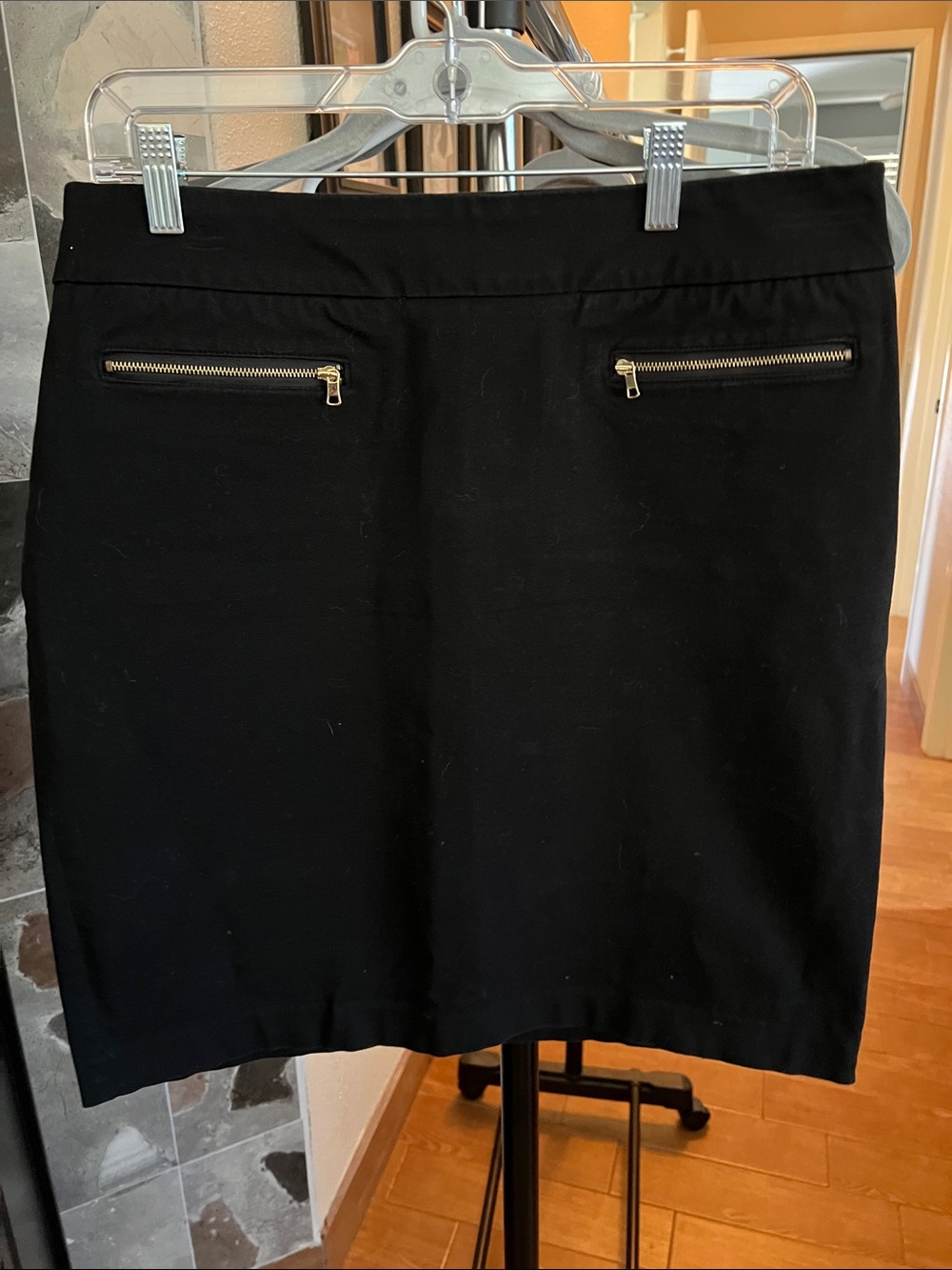 Alfani Black Pencil Skirt with Gold Zipper Accents